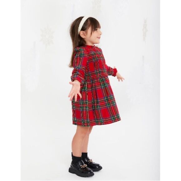 Toddler Girl Plaid Brushed Flannel Long Sleeved Dress Size 4T - Picture 5 of 8